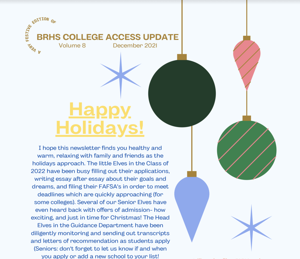BRHS Guidance Department's College Access Information 