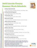 Summer Meals Schedule